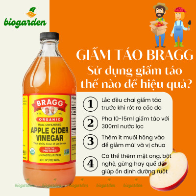 Dấm táo BRAGG Hữu cơ Nhập khẩu USA chai 946ml