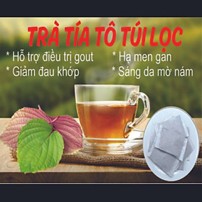 Trà tía tô  hạ acid uric, giảm đau nhức xương khớp an toàn thiên nhiên hộp 40 túi lọc