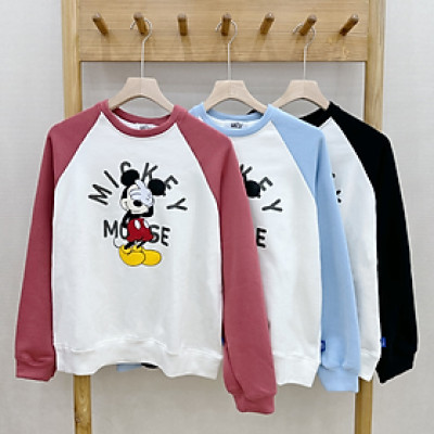 Áo dài tay áo sweater tay raglan hình chú chuột dễ thương Mickey Mouse Miều Est.2013