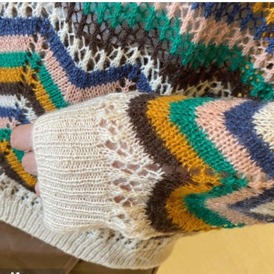 Áo len nữ form rộng hoạ tiết phối màu xinh mẫu mới thu đông HB09