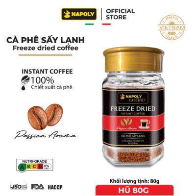 Cà Phê Sấy Lạnh FREEZE DRIED Napoli Coffee Robusta & Arabica Tiện Lợi Hòa Tan Uống Liền Thơm Ngon - Hủ 80gr