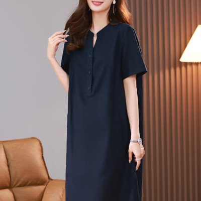 Hàng sẵn Đầm nữ linen nữ tính nhẹ nhàng, lịch thiệp, tao nhã màu xanh đen da199