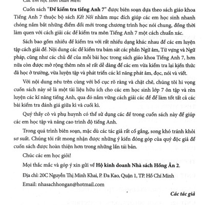Đề Kiểm Tra Tiếng Anh 7 (Dùng Kèm SGK Kết Nối Tri Thức Với Cuộc Sống) - HA