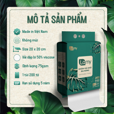Khăn vải khô đa năng LAMY dạng túi rút 200 tờ không mùi không cồn không paraben