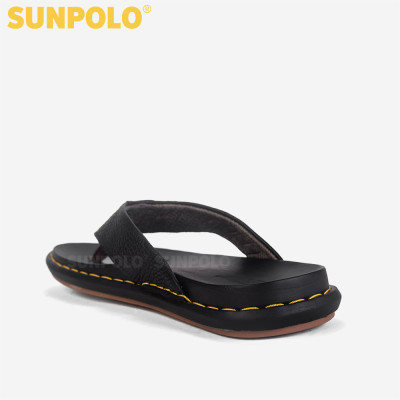 Dép Kẹp Xỏ Ngón Nam Da Bò SUNPOLO KEP207 (Đen)