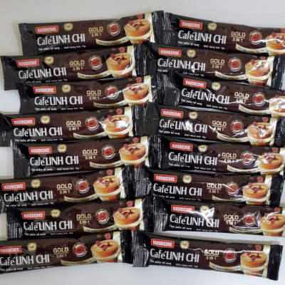 Cà phê hoà tan Café Linh Chi 5in1 Koobeme Gold vị đậm đà thêm Linh Chi tăng sức đề kháng Hộp 18gói