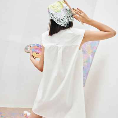 DOTTIE - Đầm sơ mi độn vai nữ DOTTIE trắng - D0058