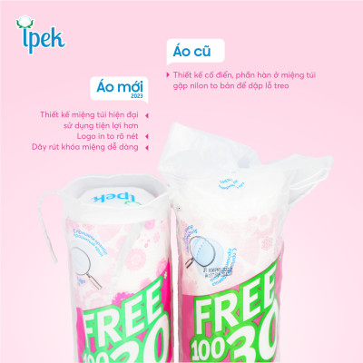 [ Tặng 1 gói bông Care4u 233 miếng] Combo 1 thùng bông tẩy trang Ipek 130 miếng ( 30 gói x 130 )