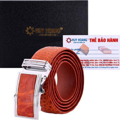 Thắt Lưng Nam Da Cá Sấu Gai Bụng Bản Lớn Huy Hoàng HT4777 - Vàng