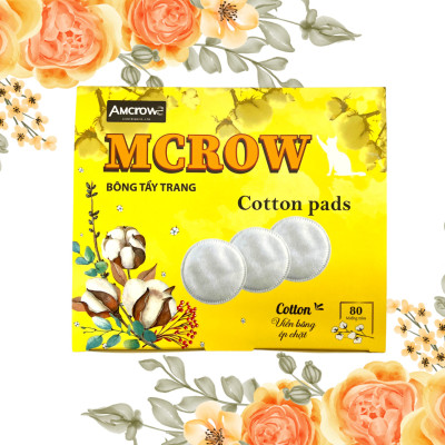 Bông tẩy trang tròn ép viền hộp 80 miếng MCROW 