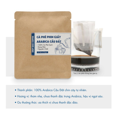 Cà phê phin giấy Arabica Cầu Đất DalatFarm - Hộp 10 túi x 10 g