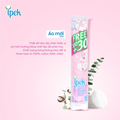 [ Tặng 1 gói bông Care4u 233 miếng] Combo 1 thùng bông tẩy trang Ipek 130 miếng ( 30 gói x 130 )