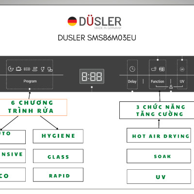 MÁY RỬA BÁT DUSLER SMS88DL03E - Hàng Chính Hãng