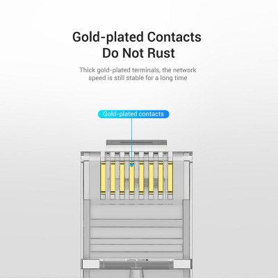 Đầu nối mạng Vention IDER0-50 Cat.7 RJ45 Đầu cắm mô-đun cố định Thiết kế đuôi kẹp Vật liệu PC Cat.7 FTP 50 miếng