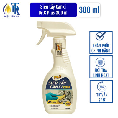 Tẩy Cặn Canxi Nhà Tắm,Tẩy Vách Kính Vòi Sen Inox,Tẩy Ố Vàng Nhà Vệ Sinh Lavabo- Plus Dr.C 300ml