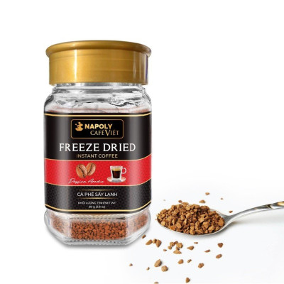 Cà Phê Sấy Lạnh FREEZE DRIED Napoli Coffee Robusta & Arabica Tiện Lợi Hòa Tan Uống Liền Thơm Ngon - Hủ 80gr