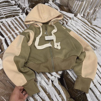 Áo khoác nữ nỉ dệt xuất khẩu cổ cao 4 túi phong cách phong cách-A2091