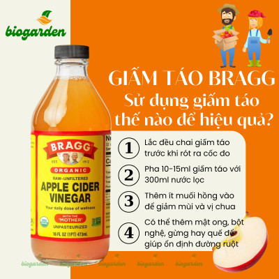 Combo 2 chai giấm táo BRAGG Hữu cơ Nhập khẩu USA chai 473ml siêu tiết kiệm