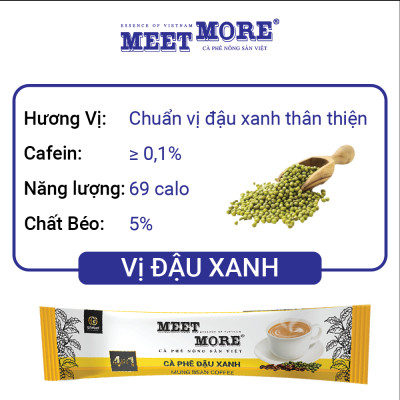Hộp Cà Phê Hòa Tan 4in1 Meet More vị Đậu Xanh (15 GÓI*18G)