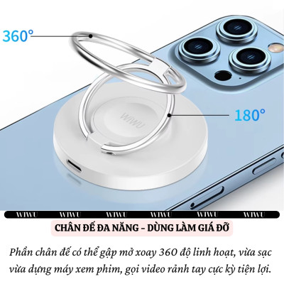 Dock Đế sạc nhanh không dây sạc pin đa năng 3in1 15W từ tính Ring giá đỡ móc tay cho iPhone / điện thoại / watch / cho tai nghe cho airpods hiệu WIWU Wi-W027 chuẩn Qi fast charging iP 16 15 14 13 12 Pro Max - hàng nhập khẩu