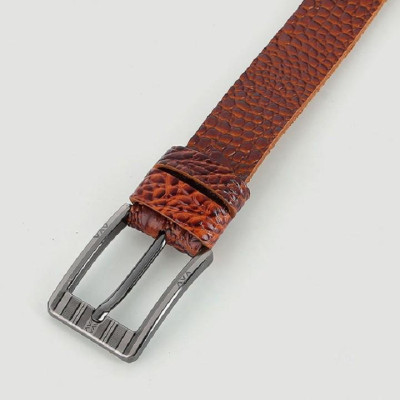 Dây nịt nam vân cá sâu Huy Hoàng 1 lớp màu da HP4149