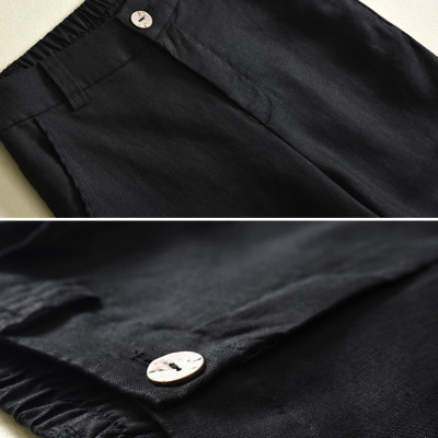 Quần nam ống rộng lưng thun chất liệu đũi