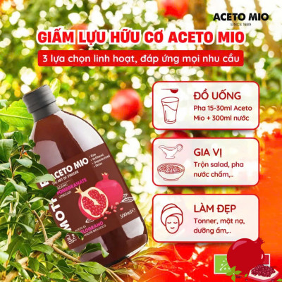 Giấm Lựu Hữu Cơ Aceto Mio (Có Giấm Cái) Chai 500ml, Hỗ Trợ Detox Cơ Thể, Tốt Cho Sức Khỏe
