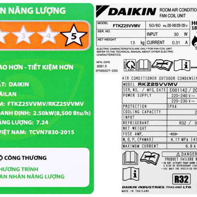 Máy lạnh Daikin Inverter 1HP FTKZ25VVMV- Hàng Chính Hãng-Giao Hàng Toàn Quốc