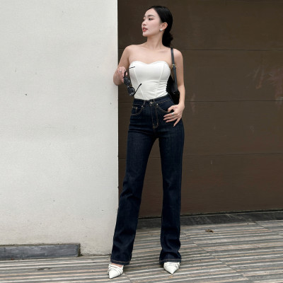 Quần Jean Ống Đứng Lưng Cao Dáng Slim Indigo Aaa Jeans