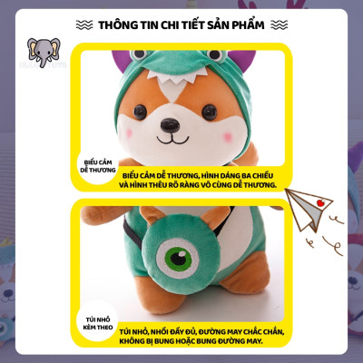 Gấu bông chó Shiba cosplay 25cm cao cấp - Đồ chơi thú nhồi bông chó Shiba cosplay bông gòn mềm mịn, bền đẹp, dễ sử dụng và an toàn cho trẻ nhỏ Quà Tặng Thú Bông