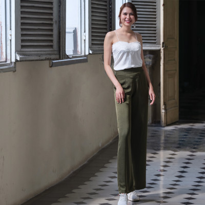 Quần Ống Rộng Quần Dài Quần Ống Suông Thời trang thiết kế Hity PAN049 (Xanh Rừng Nhiệt Đới)