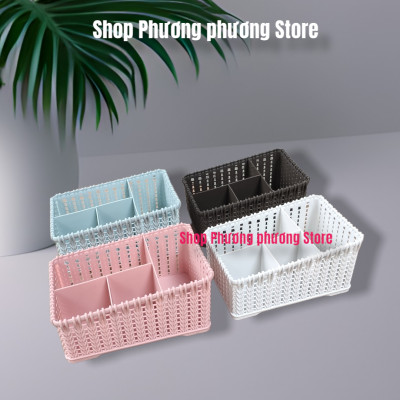 KHAY NHỰA LUXURY GIẢ MÂY HÀN QUỐC / KHAY CẮM BÚT & CARD VĂN PHÒNG KHAY ĐỂ MỸ PHẨM ĐÁNG YÊU XINH XINH M-SL4005