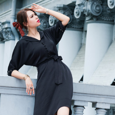 Đầm Tay Liền Đầm Kiểu Sang Trọng Thời trang thiết kế Hity DRE130 (Đen Huyền Bí)