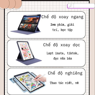 Bao da iPad xoay 360 độ lưng trong có khay bút cho iPad Pro 11, 13inch M4(2024), Gen 5/6/7/9/ Pro 11inch, Air4/5( hàng chính hãng)