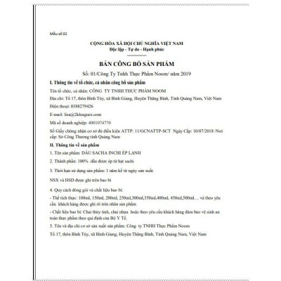 DẦU SACHA INCHI ÉP LẠNH 350ml & 100ml - NOOM (tặng vòi nhấn cho chai 350ml)