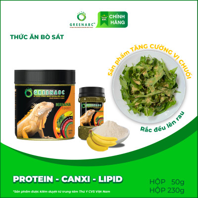 Thức ăn bò sát Iguana Trưởng Thành GREENABC vị chuối dùng cho Iguana từ 1m trở lên giúp gai bung, gù cao, dáng đẹp, lên màu tươi - Hộp 230g