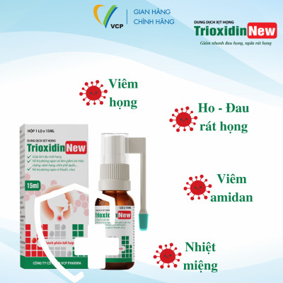 [COMBO 3 LỌ] Xịt Họng Trioxidin New VCP Pharma - Hỗ Trợ Giảm Các Triệu Chứng Ho, Đau Họng, Ngứa Rát Họng - Chai 15ml