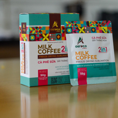 Cà Phê Aeroco Sấy Lạnh Thăng Hoa 2in1_Hộp 90g (18g/ gói* 5 gói)
