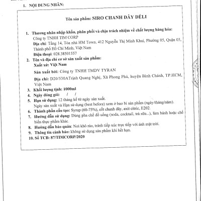 Siro chanh dây Déli - 1 lít - đậm đặc, chuyên dùng pha chế trà trái cây, soda