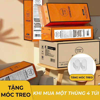 Khăn giấy 4 lớp Chef&Chef treo tường dạng rút tiết kiệm, an toàn, tiện lợi (Thùng 4 bịch)