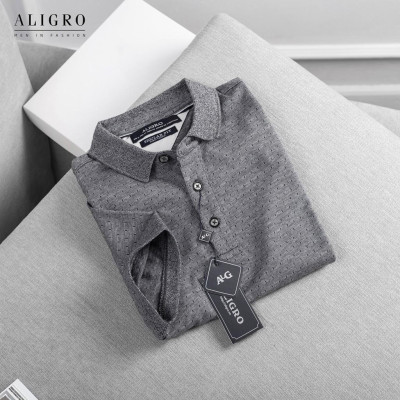 Áo polo nam cộc tay trơn màu xám vừa aligro ALGPLO44