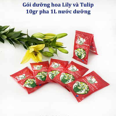 Thuốc cắm hoa Lily lâu tàn nhập khẩu Israel (1 hộp 5 gói  pha 50L nước că) hiệu Longlife Bulbs Premium 2023 giúp hoa tulip và hoa lily tươi gấp 2 lần và 14 ngày không thay nước