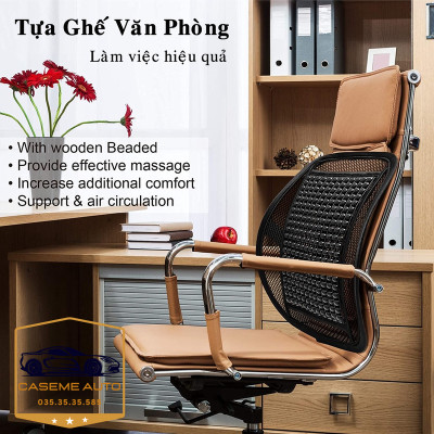 Tựa Lưng Lưới Đan Hạt Gỗ Dành Cho Ghế Ô Tô Và Văn Phòng Chống Mỏi Lưng - Hàng Chính Hãng