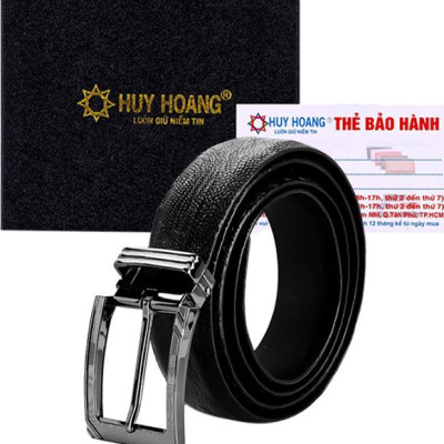 Thắt Lưng Nam Da Đà Điểu Đầu Kim Huy Hoàng HT4405 - Đen