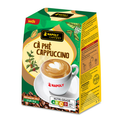 Cà Phê CAPPUCCINO Napoly Coffee Arabica/Robusta Hòa Tan Giữ Hương Vị Cà Phê, Đậm Đà, Thơm Béo Của Sữa