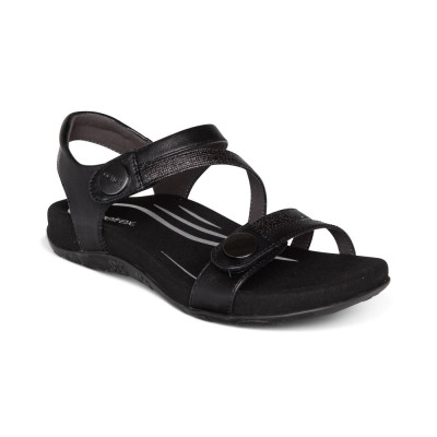 Sandal sức khỏe nữ Aetrex Jess Black - giày quai hậu ôm vòm chân, đệm memoryfoam