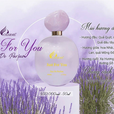 Nước hoa nữ thơm lâu, Charme Just For You, lãng mạn và tinh nghịch, cho nàng thêm tự tin, 50ml
