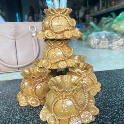 Ống hũ cắm bút bằng gỗ bách xanh thơm phức kt cao 12×10×7cm