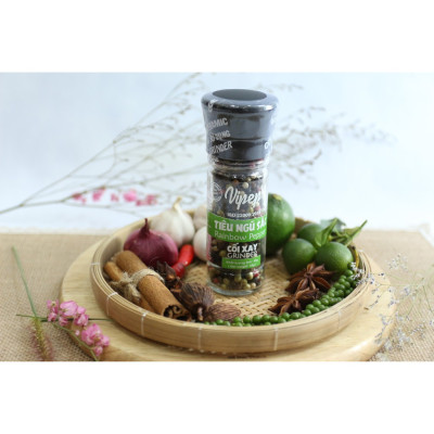 Tiêu Ngũ Sắc Hạt Tự Nhiên Cối Xay Vipep Hũ Thủy Tinh 45g