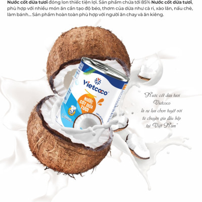 Nước cốt dừa tươi VIETCOCO 160ml, thơm, ngon, béo ngậy, chuẩn chính hãng 100% 